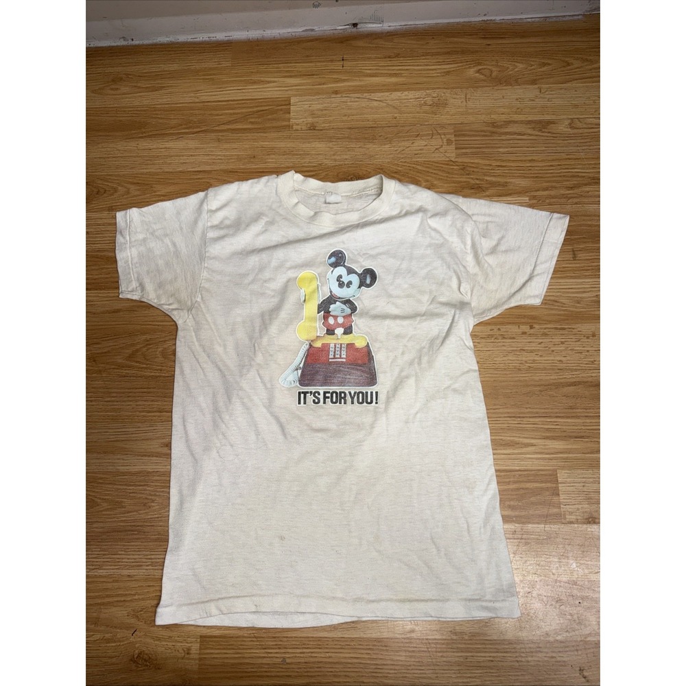 Vintage 1960s-1970s Disney Mickey Mouse Telephone Im Back X-small‎ T Shirt